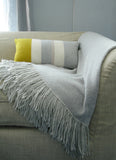 Lambswool Palest Grey Fringed Throw