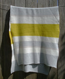 Lambswool Creamy White, Palest Grey and Deep Yellow Striped Throw