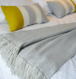 Lambswool Palest Grey Fringed Throw